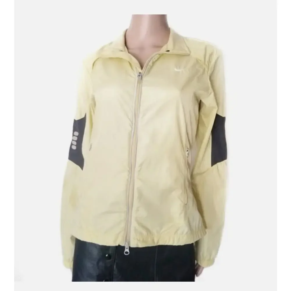 Nike Windbreaker Jacket WMNS S Yellow Full Zip, Reflective Sleeves, Lightweight